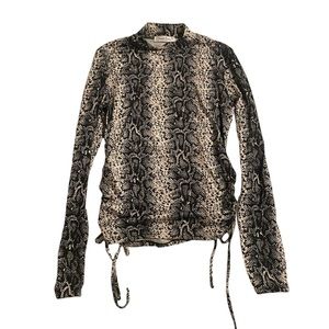Ruched Long Sleeve Snakeskin Shirt